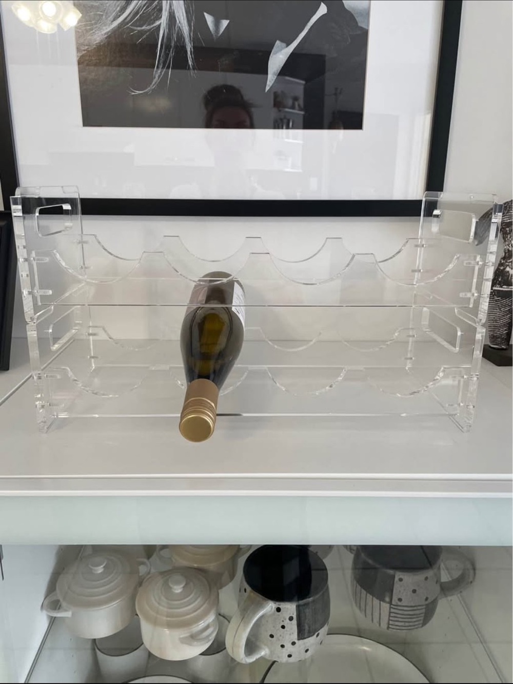Clear Acrylic Wine Rack - 12 Bottle Organizer